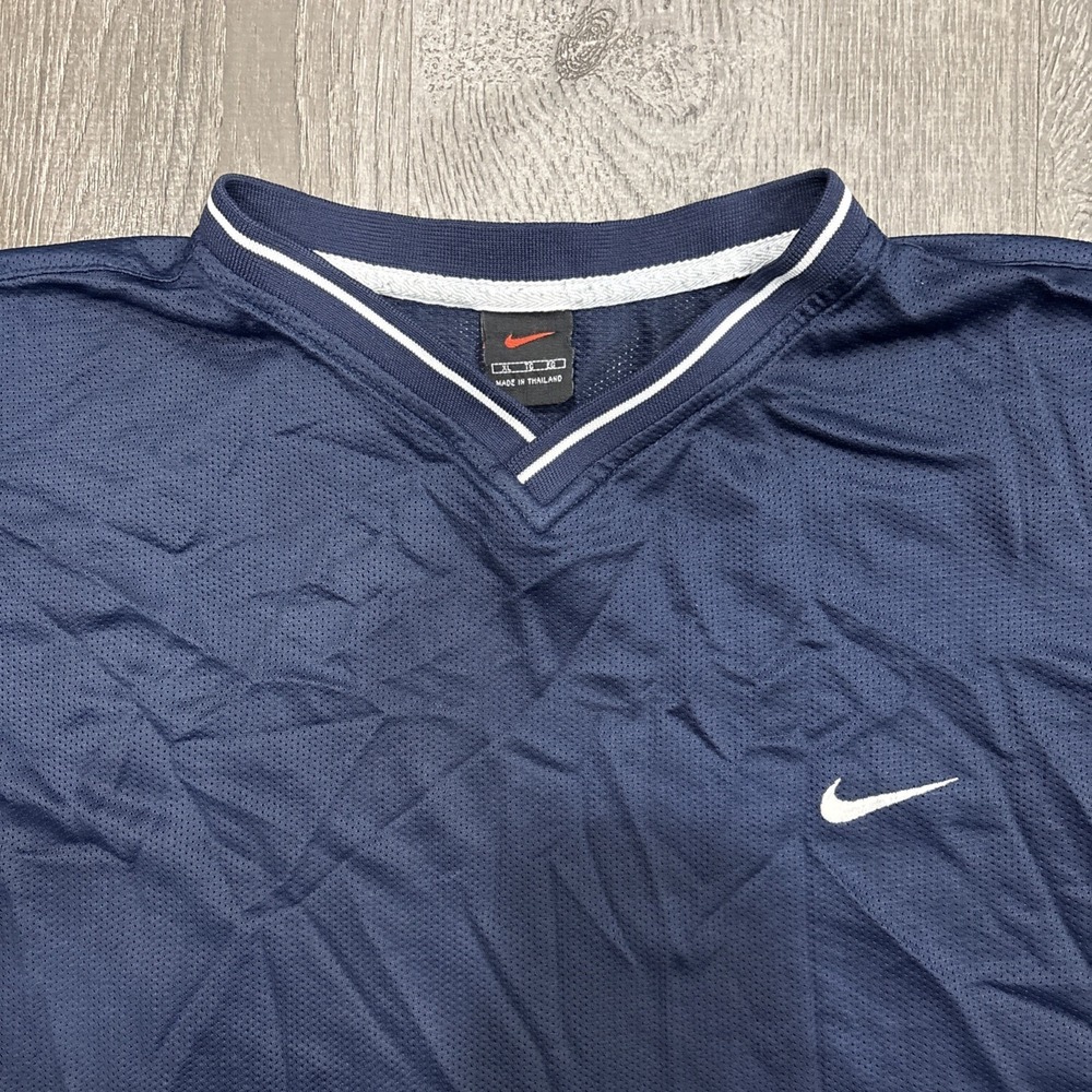 VTG Nike Dri Fit Pullover Mesh Baseball Athletic Jersey Mens XL Navy Retro Shirt - Picture 2 of 16